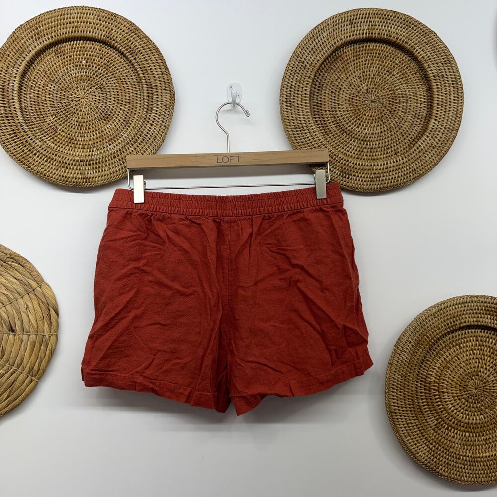 J. Crew Red Linen Blend Drawstring Shorts Small - Picture 2 of 4
